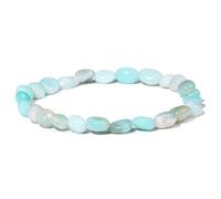 Irregular Stone for Women Men Natural Stone Beaded Tiger Eye Crystal Elastic Rope Bangle Jewelry Gift,8.Garnet,19cm Household (Color : 7.Blue Amazonite, Size : 17cm)