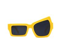 Irregular Sunglasses, Asymmetrical Sunglasses, Large and Small Eyes Sunglasses, Party Glasses, Asymmetrical Sunglasses for Women and Men, yellow frame gray film, Siehe Beschreibung