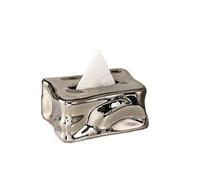 Irregular Tissue Box Ceramic Glacier Napkin Holder Tissue Case Korean Room Decor Modern Ceramics Table Tissue Box Holder(Silver)