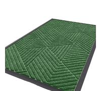 Irregular Triangle Door Mat, Non-Slip Rubber Backing Absorbent Entrance Mat, Waterproof Dirt Trapper for Indoor Use, Striped Oriental Design (Green,61x91.5cm)