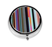 Irregular Vertical Lines A Round Mini Pillbox with Three Compartments for Storing Vitamins, Fish Oil, and Nutritional Supplements.