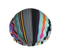 Irregular vertical lines One Size Double-layer shower cap prevents hair from getting tangled during showering and skincare.