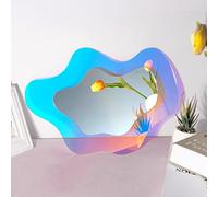 Irregular Wall Mirror Wavy Acrylic Rainbow Mirror Room Decor Aesthetic Mirror Amorphic Vanity Retro Mirror for Bedroom Living Room Bathroom Entryway Wall Decor ( Clouds Style, 15.5 x 10.5 Inch )