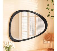 Irregularly shaped entrance hall mirror Wall Mounted Bathroom Mirror wooden frame Decorative for Living Room, Bedroom, Entryway Easy to install(Black,40x60cm/16x24in)