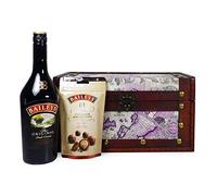 Irresistible Baileys and Chocolate Gift Hamper Presented in a Map Style Wooden Chest - Gift Ideas for Mothers Day, Valentines, Birthday, Anniversary, Corporate, Business and Congratulations presents