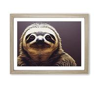 Irresistible Sloth BLK Framed Print | A2 Oak Framed Wall Art | Ready to Hang | Modern Nature Picture | Living Room Bedroom Lounge Office