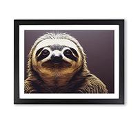 Irresistible Sloth BLK Framed Print | A3 Black Framed Wall Art | Ready to Hang | Modern Nature Picture | Living Room Bedroom Lounge Office