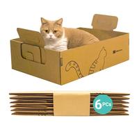 IRRESTRICO 6-Pack Disposable Litter Boxes for Cats, Foldable Cardboard Cat Litter Box, Waterproof Coating, Portable for Travel(17.2'' x 12.2'' x 5.3'')