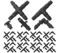 Irrigation Connector Kit 1/4 Inch PVC Black for Outdoor Use | Barbed Angle, Straight and Tee Fittings, Lightweight, Compression Resistant, for Raised Beds and Vegetable Gardens