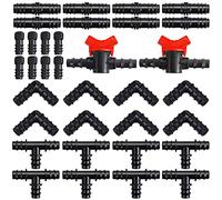 Irrigation Fittings Kit for Tubing 34 Piece Set, Connectors Plastic Pipe Hose Irrigation Connector 16 MM(0.63 inch) Mixed Connectors for Garden Irrigation Systems