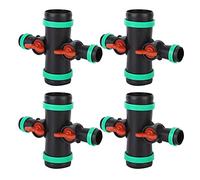 Irrigation Micro Spray Pipe Connector 4 Way Hose Fitting Plastic Durable Ball Valve for Public Green Space Home Gardening G1 G2 Specifications 17.5x13.7cm 4 Pieces