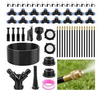 Irrigation System Kit, 66ft 360° Adjustable Drip Irrigation System DIY Garden Watering System with 16PCS Mist Nozzles Quick-Connect Watering Systems for Outdoor Plants Yard Lawn Cooling Humidifying