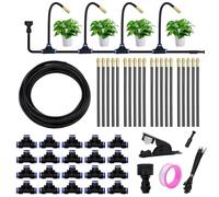 Irrigation System Kit With 20PCS Nozzles, 20M/65.6Ft Garden Automatic Irrigation System, 360° Adjustable Fogging Irrigation Kit, Sprinkler System for Outdoor Plants, for Garden, Yard, Lawn, Greenhouse