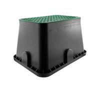 Irrigation Valve Box with Green Cover - Underground Access Box for Solenoid Valves, Manual Valves and Water Meter - UV and Weather Resistant Valve Chamber Lid - Holds Up To 4 Solenoid Valves