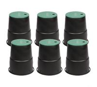 Irrigation Valve Boxes 6 Pack, 6-Inch Anti-Slip PP Ground Burial Covers for Gardens, Lawns, Yards and Farms, Reinforced Structure, Black Green