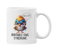 Irritable Owl Syndrome Mug Coaster Funny Sarastic Grumpy Gift Men Women Birthday Work Office Colleague (White)