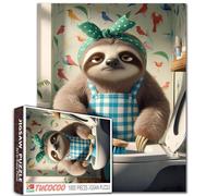 Irritable Sloth Scrub Toilet Jigsaw Puzzles 1000 Pieces for Adults Animals Clean Toilets Bathroom window Puzzles Intellectual Decompressing Fun Family Game Best for Family Game Play Collection