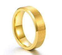 IRROYA 4mm 6mm 8mm Tungsten Wedding Bands for Men Women Yellow Gold Plated Matte Brushed Engagement Promise Rings for Couple Him Her Beveled Edges Comfort Fit Size 5-13, Metal, No Gemstone