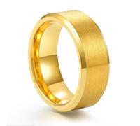 IRROYA 4mm 6mm 8mm Tungsten Wedding Bands for Men Women Yellow Gold Plated Matte Brushed Engagement Promise Rings for Couple Him Her Beveled Edges Comfort Fit Size 5-13, Metal, No Gemstone