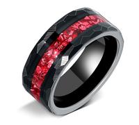 IRROYA 8mm Black Tungsten Mens Wedding Band Ruby/Moss Agate/Emerald/Citrine