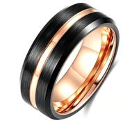 IRROYA 8mm Tungsten Rings for Men Black/Blue/Gold/Rose Gold Two-Tone Centre Groove Wedding Band Matte Finish Beveled Edges Engagement Promise Ring for Him Comfort Fit Size 7-12, Metal, No Gemstone