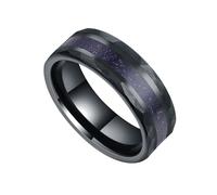 IRROYA Ruby 8mm Black Gold or Rose Gold Plated Tungsten Wedding Bands Ring with Morganite/Sandstone/Moss Agate/Opal/Wood Option - Unique Gothic Daily Wear Promise Rings for Him and Her Size 7-14