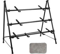 IRSTBL - 3 Tier Keyboard Stand with Extra Support Bars - Adjustable Steel DJ Stand for Keyboards, Mixers, Laptops & Music Equipment - Includes Cable Organiser Bag