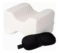 IRSTBL Knee Pillow with Memory Foam - Ergonomic Contour 23 cm Side-Sleeper Leg Cushion for Back, Hip & Sciatic Pain Relief - Includes Blackout Sleep Mask
