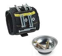 IRSTBL Magnetic Wristband with 10 Strong Magnets for Screws, Nails, Drill Bits - Adjustable Strap with Pockets and Loop - Includes Magnetic Tray Bowl
