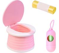 IRSTBL - Portable Toddler Potty Training Seat Foldable Travel Toilet for Boys and Girls Age 2 Plus Pop Up Potty with Waste Bag Holder and Liners for Camping and Outdoor Use