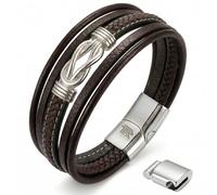 IRTA LONDON Men's Genuine Leather Multi-Layer Bracelet | Infinity Knot Braided Wrap, Magnetic Stainless Steel Clasp, Luxury Gothic Biker Jewelry, Handmade, Gift Box Included