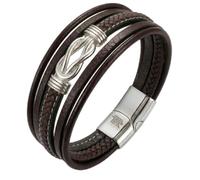IRTA LONDON Men's Genuine Leather Multi-Layer Infinity Bracelet | Infinity Knot Braided Wrap, Magnetic Stainless Steel Clasp, Luxury Gothic Biker Jewelry, Handmade, Gift Box Included