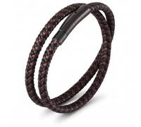 IRTA LONDON Unisex Leather Bracelet - Multi-Layer Braided Wrap with Infinity Knot - Secure Stainless Steel Slide-Lock - Luxury Gothic Biker Jewelry Gift Box Included (Black & Brown, 23, Centimeters)