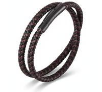 IRTA LONDON Unisex Leather Bracelet - Multi-Layer Braided Wrap with Infinity Knot - Secure Stainless Steel Slide-Lock - Luxury Gothic Biker Jewelry Gift Box Included (Black & Brown, 21, Centimeters)