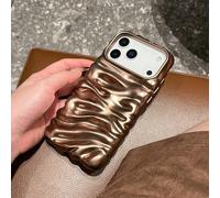 IRTGFG For iPhone Air Luxury Plating Wavy Bumper Case Bright Color Folding Wrinkled Texture Armor Cover(For iPhone Air/Desert Gold)