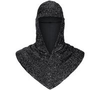 Irtysh Renaissance Faux Chain Mail Coif Medieval Knight Cowl Crusader Armor Hood LARP Copsplay Costume Accessory(Black)
