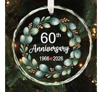 iRudyard 60th Anniversary Wedding Gifts, 60th Anniversary Crystal Glass 60 Year Wedding Memorial Gifts for Couple Wife Parents Unique Gift Ideas