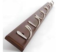 IRUGS Bamboo Coat Rack Wall Mounted with 4/5/6/7/8 Metal Zinc Alloy Hooks, Entryway Wall Hooks Rack for Hanging Coats, Hat, Towel, Key, Scarf, Bags(Brown,86.8cm/34.1in)