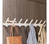 IRUGS White Wall Mounted Coat Rack, Aluminum Metal Wall Hooks, Waterproof Double Hook Rack Hanger for Keys Backpacks Hats Towels Bags(75cm/29.5in)