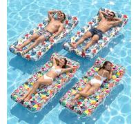IRUIRUI Pack of 4 Adult Pool Floats, Oversized Inflatable Pool Float Loungers for Adults with Headrest, Swimming Pool Raft for Adults Pool, Lake, Beach & Summer Party
