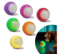 Irunfast 6Pcs Glow in the Dark Dog Balls, 6.5cm Squeaky Dog Balls Puppy Teeth Cleaning Chew Toys Interactive Training Light Up Ball