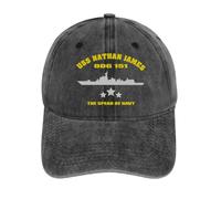 IRURYSHH USS Nathan James DDG 151 Naval Emblem with Ship and The Spear of Navy Text Washed Baseball Cap