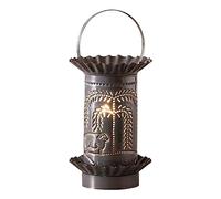 Irvin's Tinware, 541WLCT, Mini Electric Wax Warmer with Punched Willow & Sheep Design in Country Tin, Rustic Country Home Decor