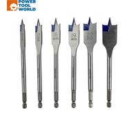 Irwin 10502826 4x Blue Groove Flat Bit Set of 6: 10, 13, 16, 19, 22 & 25mm