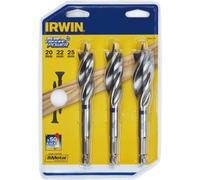 Irwin 3 Piece Blue Groove Nail Biteing Power Wood Drill Bit Set
