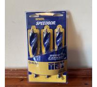 IRWIN 3 PIECE BLUEGROOVE SPEEDBOR WOOD DRILLING AUGER DRILL BIT SET 20,22,25MM