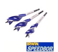 IRWIN 3 PIECE BLUEGROOVE SPEEDBOR WOOD DRILLING AUGER DRILL BIT SET 20,22,25MM