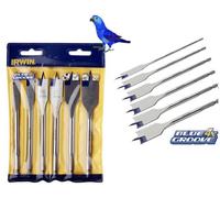 IRWIN 6 PCE 4X Blue Groove Flat Wood Bit Set 10, 13, 16, 19, 22 & 25mm 10502826
