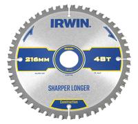 Irwin® 1897396 Construction Mitre Circular Saw Blade 216 X 30Mm X 48T Atb/Neg