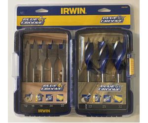 Irwin Blue Groove 4x Pieces & Blue 6x Groove drill bit set with a case